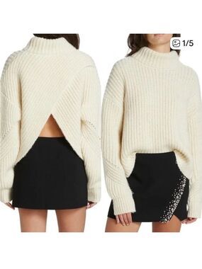A.L.C Clayton Criss Cross Wool Blend Quiet Luxury Sweater